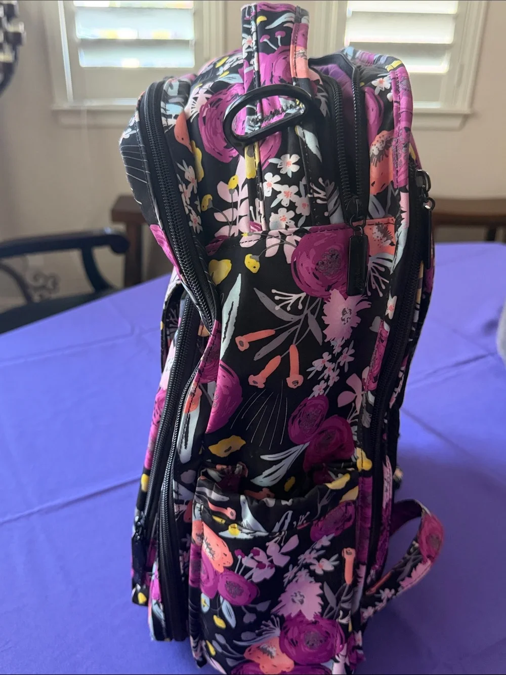 Ju-Ju Be Be Right Back Backpack Diaper Bag In Black and Bloom